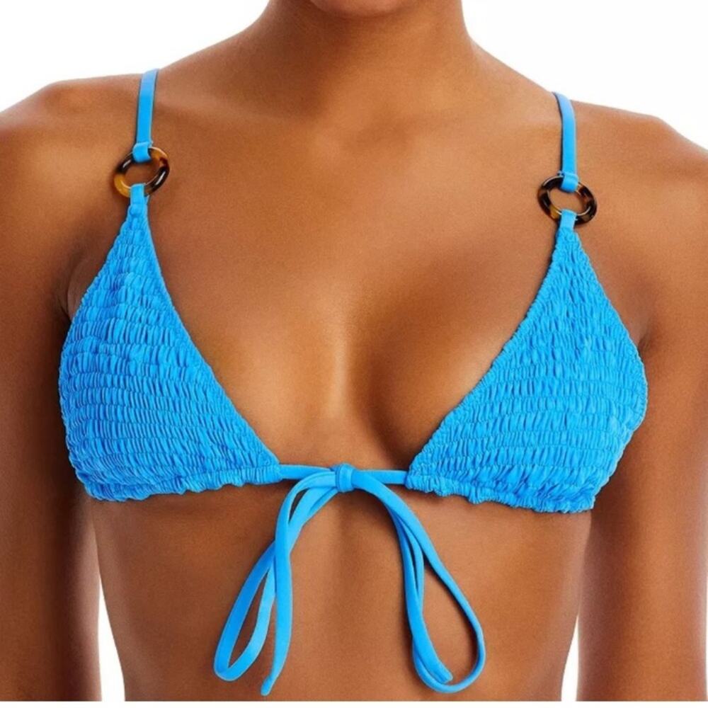 NWT $141 Palm Swimwear Isadore Smocked Bikini Top sz 10